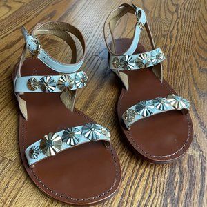 COACH Women's Eleanor Chalk Semi Matte Calf Sandal Size 8.5 M